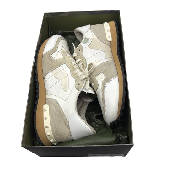 VALENTINO GARAVANI Camouflage Rockrunner Sneaker Rockstud White Grey Sz 43 - Picture 4 of 16
